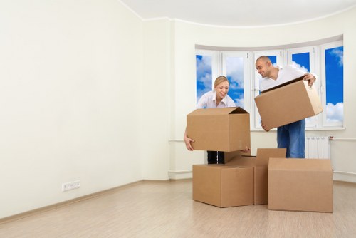Packed boxes ready for a Roehampton apartment move
