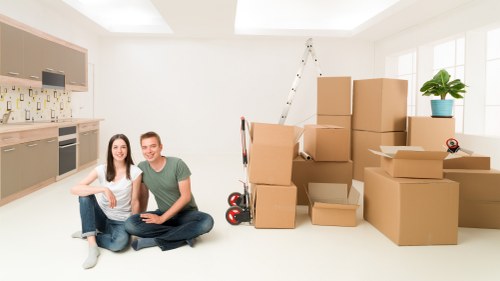 Team member reviewing safety procedures during a house removal